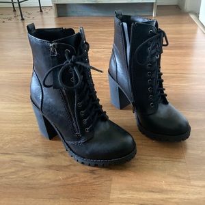 High-heeled Combat Boots